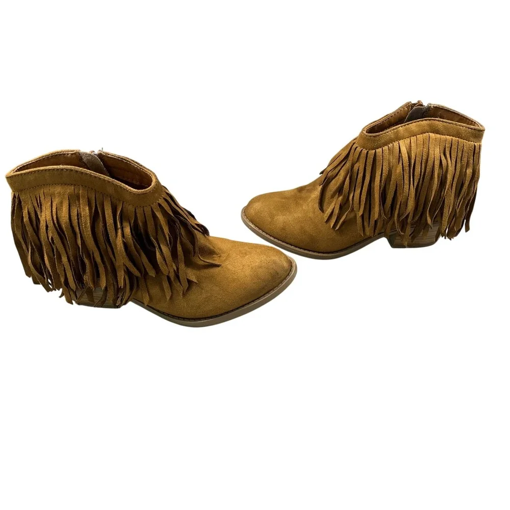 Soda Fringe Ankle Boots Womens 8.5 Brown Western Boho Festival Booties‎